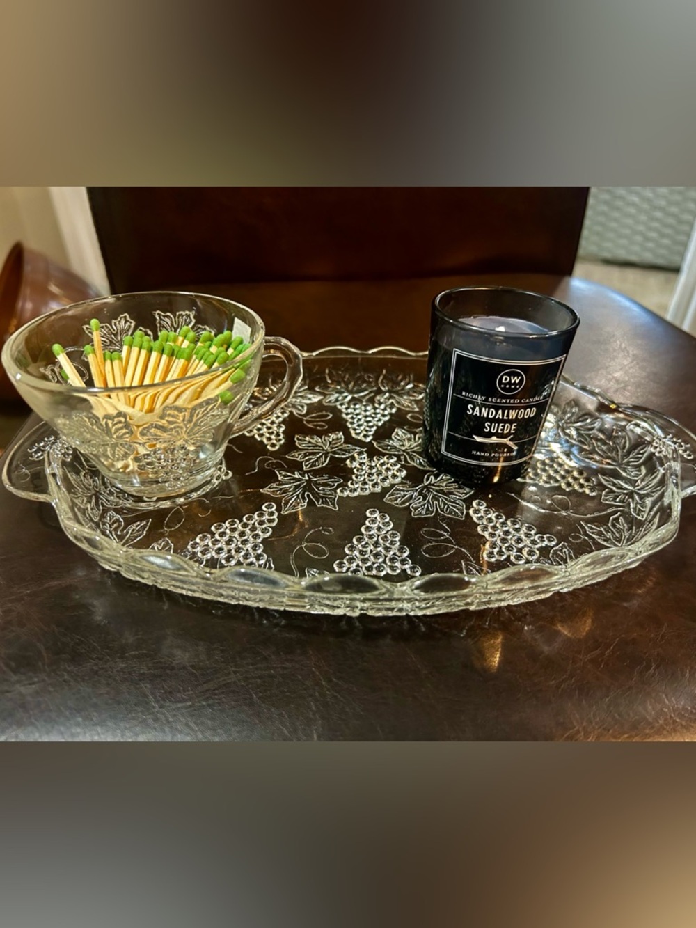 Vintage Anchor Hocking Snack GLASS SERVING TRAY CUP Restyle w striker marches
